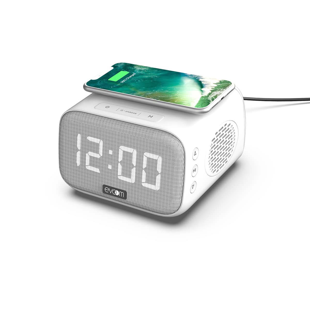 SOUNDUP - Radio Despertador con Altavoz y Cargador de inducción, Color Blanco