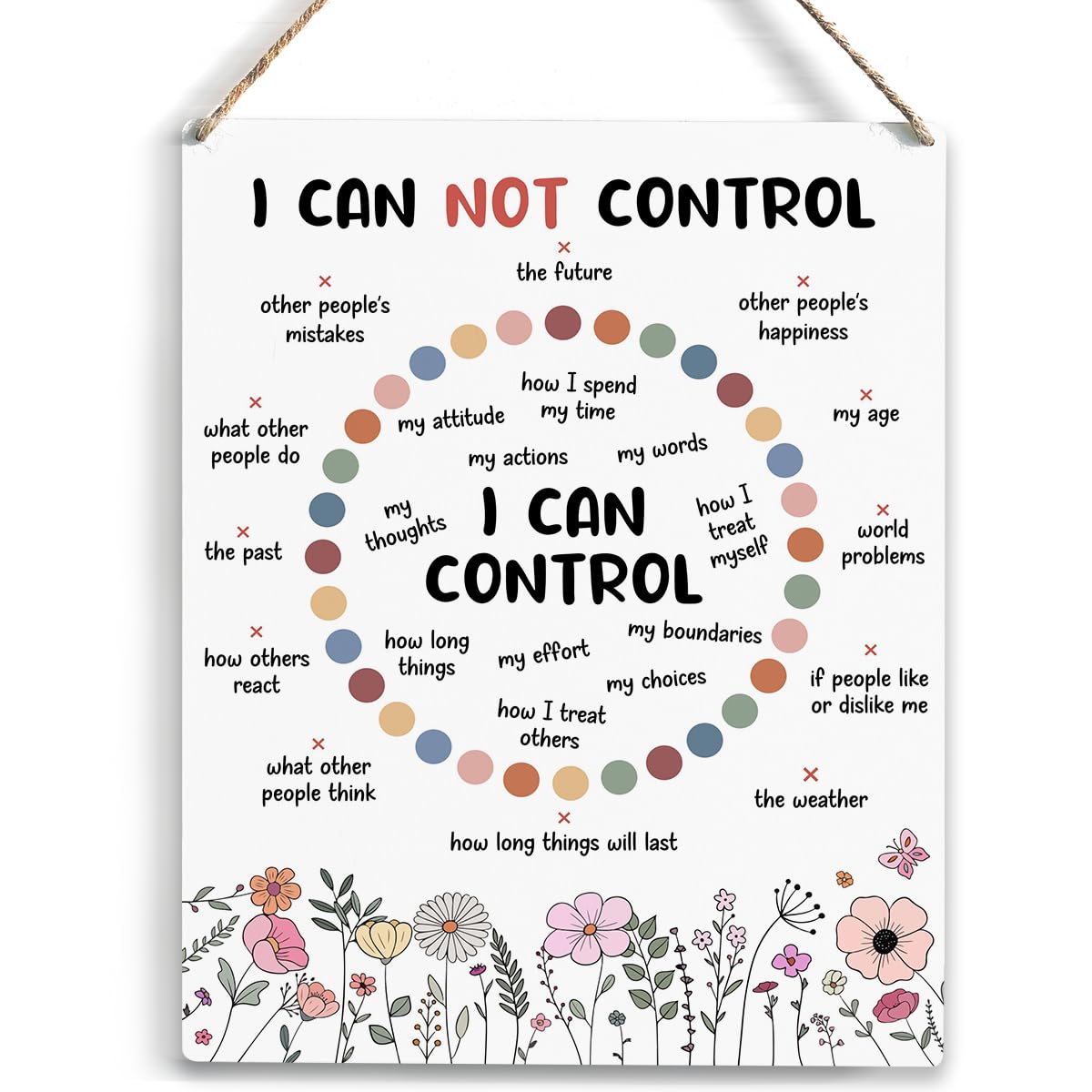 Inspirational Wooden Hanging Plaque for Counselor Office & Home Mental Health Decor (10x8 Inch)