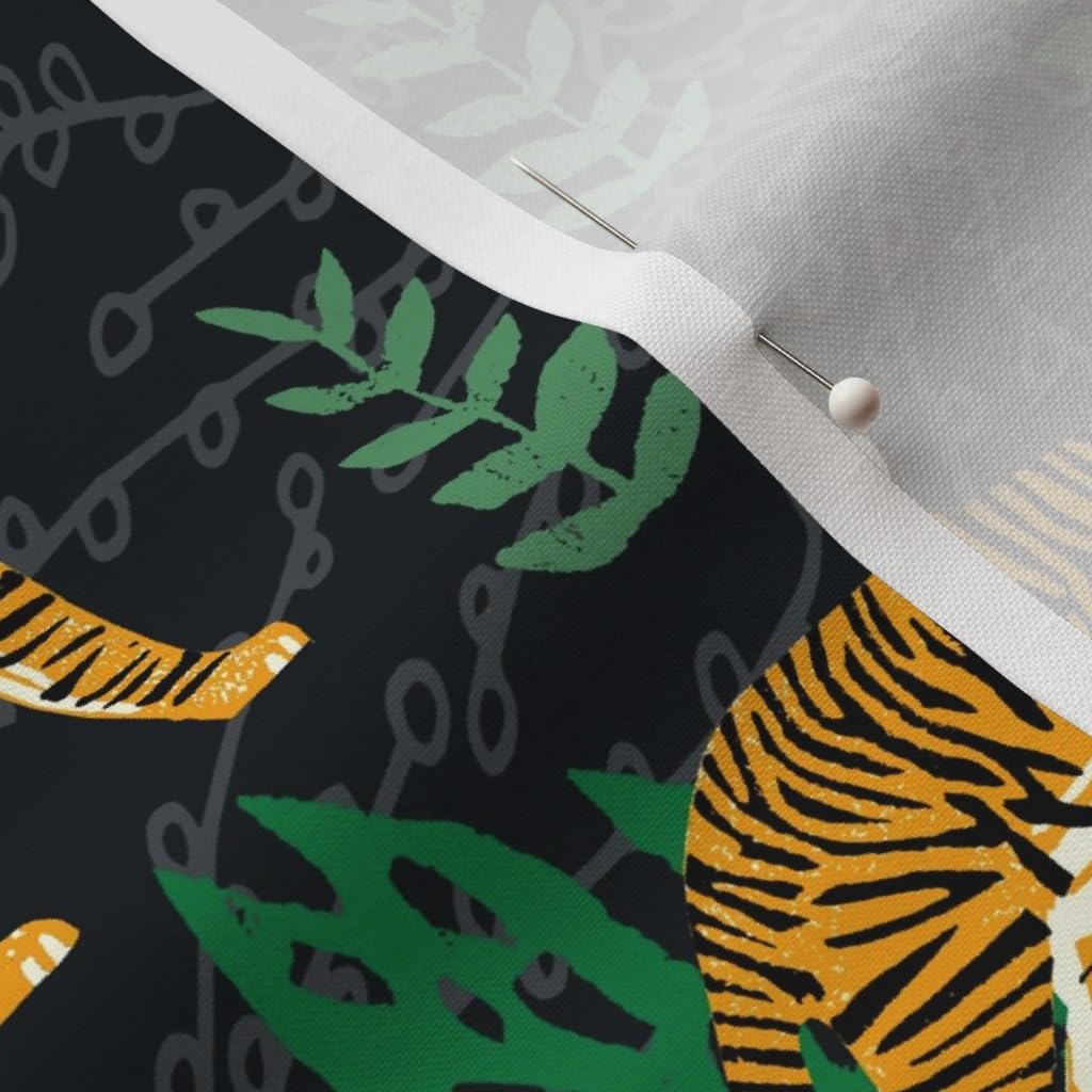 Spoonflower Fabric - Safari Tiger Green Animal Pattern Block Print Printed on Petal Signature Cotton Fabric by The Yard - Sewing Quilting Apparel Crafts Decor