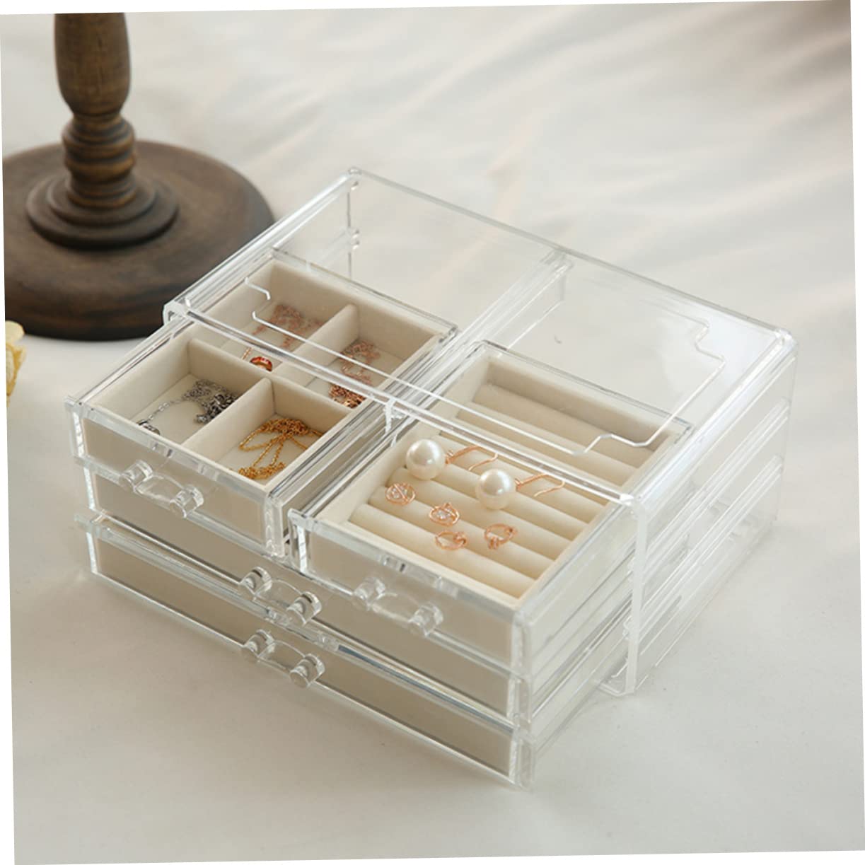Scatola Porta Oggetti Plastica a Cassetti, Grande Capacità | Contenitore in Plastica Trasparente, Uso su Scrivania in Camera, Design Semplice e Leggero