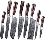 Seido Knive Master Chef Knife Set, 8-Piece Kitchen Knife Set, High-Carbon Stainless Steel Handmade Culinary Knives, Professional Chef Knives