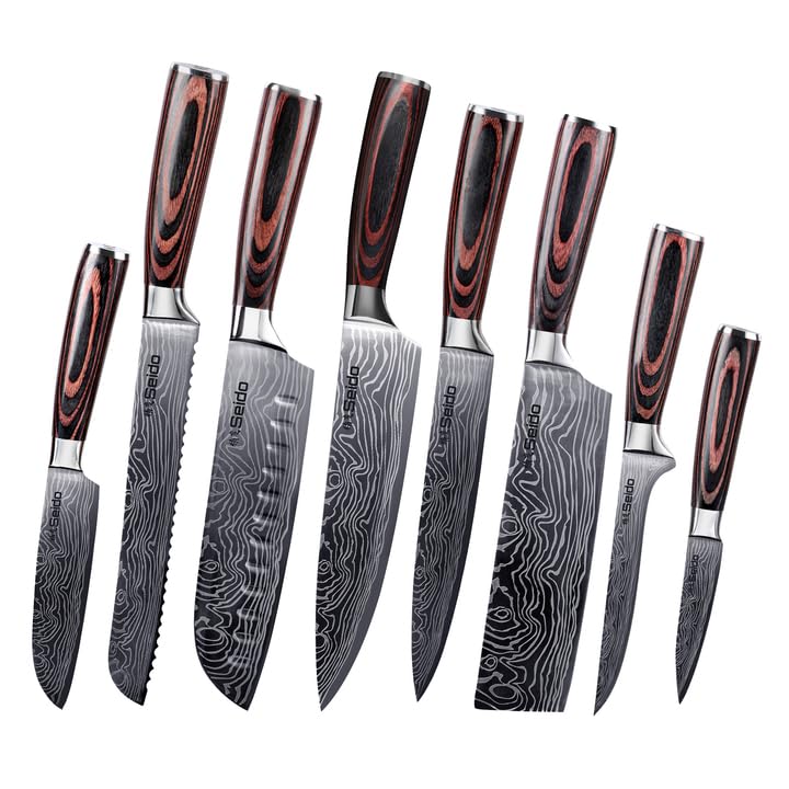 Seido Knives Master Chef Knife Set, 8-Piece Kitchen Knife Set, High-Carbon Stainless Steel Handmade Culinary Knives, Professional Chef Knives, Kitchen Knife
