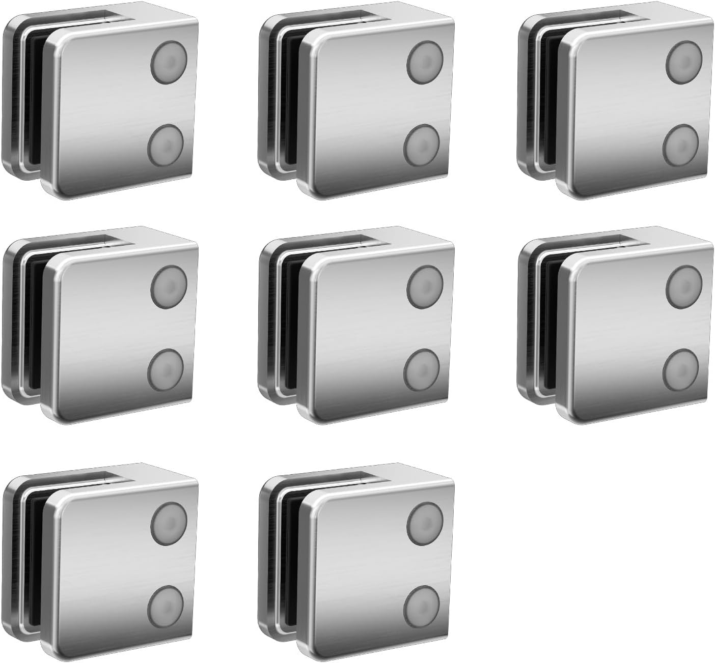 Glass Clamp, 1/4 "-3/8" Stainless Steel 304/316 Adjustable Glass Shelf Bracket Square Glass Railing Clamp,Suitable for Railing, Stairs (4 Pack-Brushed, Stainless Steel 316)