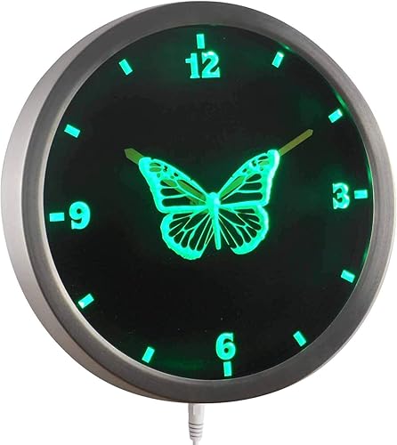 Miniatura 3 de ADVPRO nc0918-b Reloj de pared LED con señal de neón con luz nocturna para niños y niñas mariposa