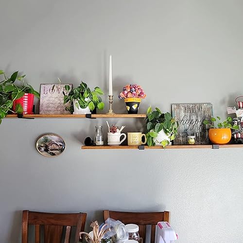 8 Inch J Shelf Brackets (Match 7.25" Board) 4Pcs + 10 Inch Z Shelf Brackets (Match 7.25" Board) 4Pcs Heavy Duty Black Metal, Kitchen, Bathroom, Mantel, Floating Shelves Hardware #TOP7