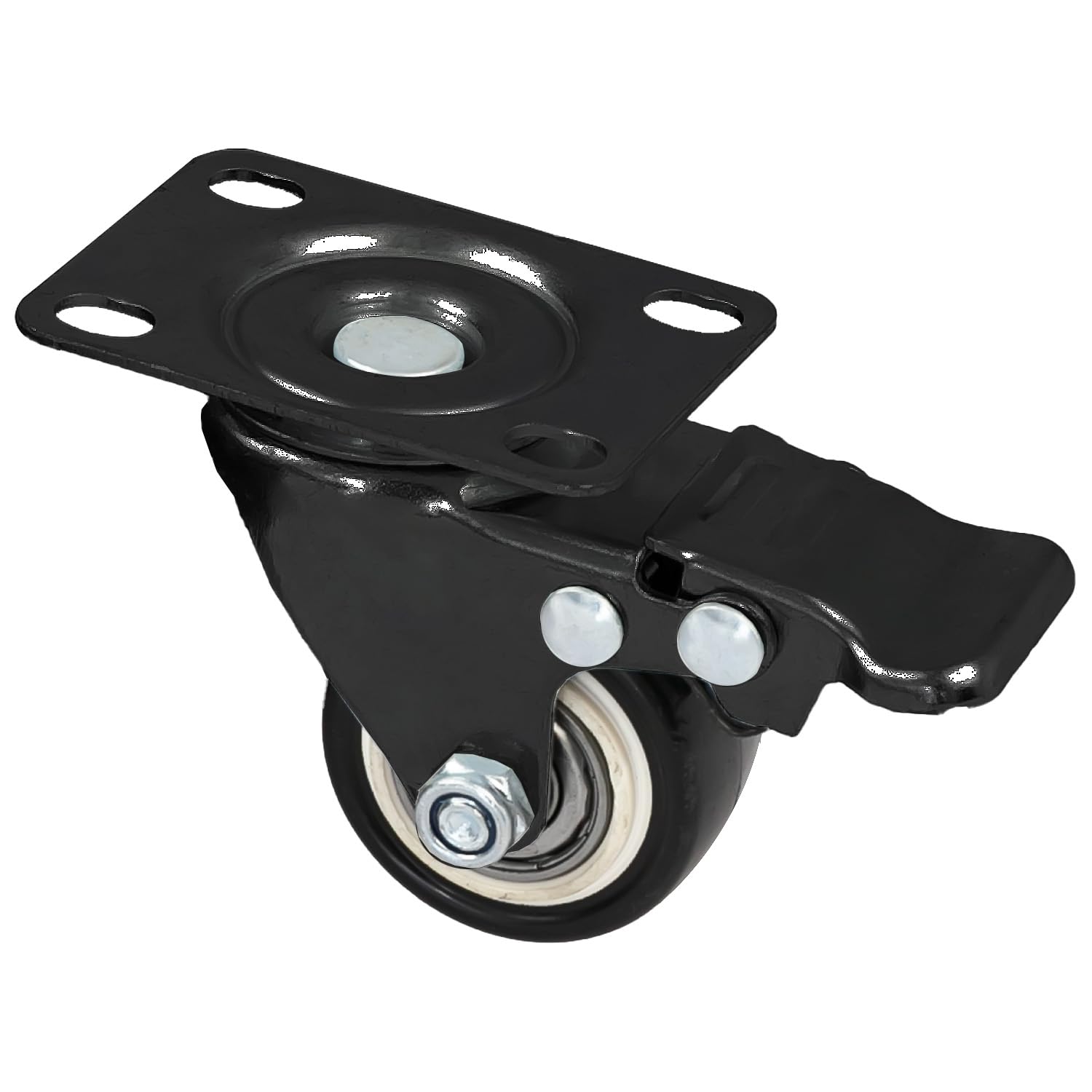 HMF 6710 Lot de 4 roulettes robustes avec frein en polyuréthane 38 mm Charge maximale 300 kg Noir