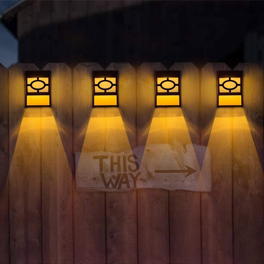 EDYELLSolar Powered Garden Light Fence Lights Decorative 4 Pack Waterproof Fence/Wall/Step/Outdoor Christmas Lights Led Solar Lights Outdoor