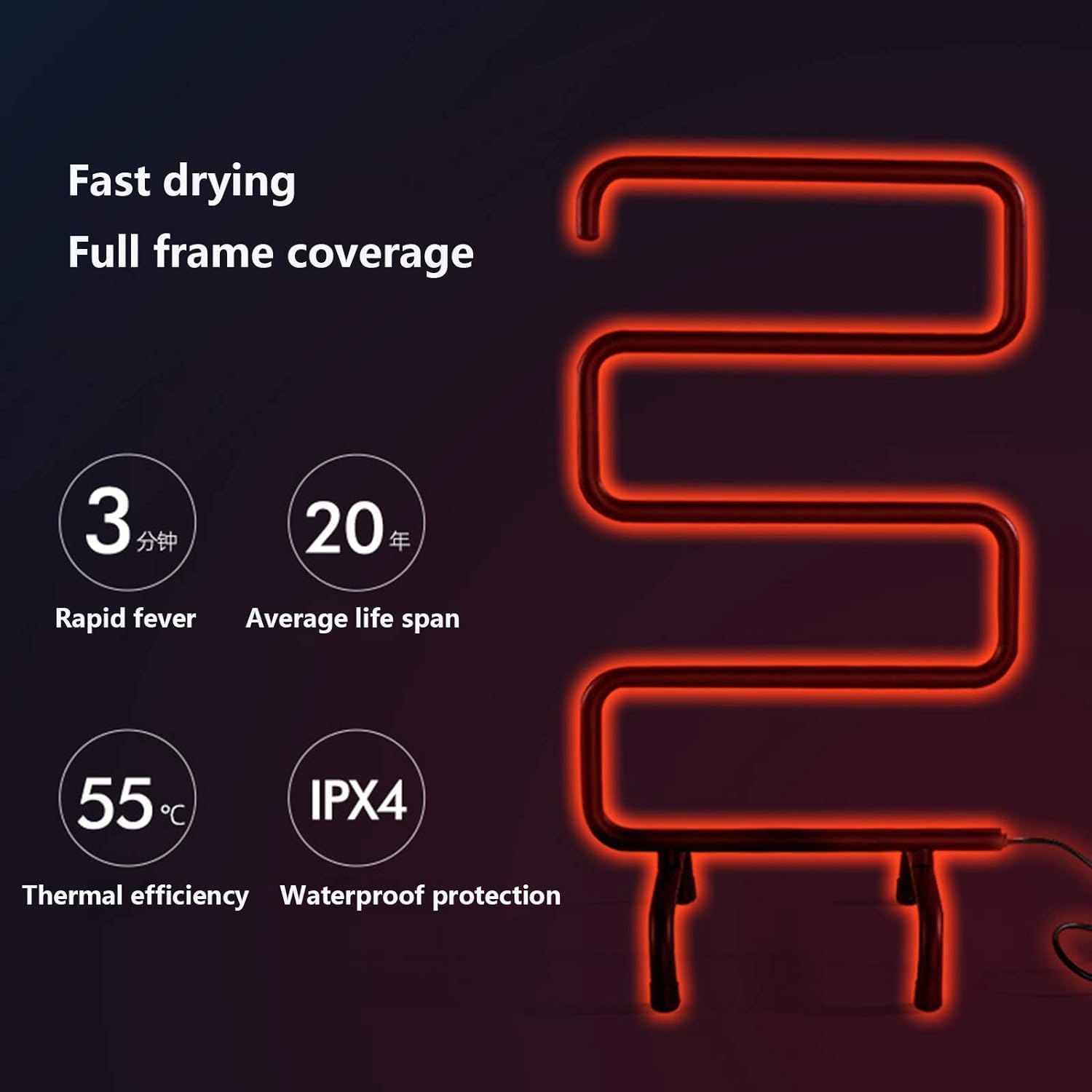 Kompaktowy ręcznik elektryczny Ogrzewany stojak do suszenia stojaka na ścianę lub wolnostojący stal nierdzewna 85W Organizer łaźni Quick Dry Warm Ręczniki do domu