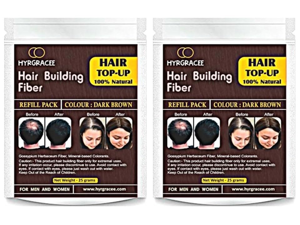 HYRGRACEE Hair Building Fiber, Dark Brown, Refill Pack, Top-Up Solution for Men and Women 50 gm-image-10