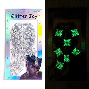 Luminous Hair Jewels Sticker, Grow in Dark Body Gems Tattoo, Noctilucence Bindi Rhinestone Face Jewelry Women Makeup Set for Festival Rave Party Outfit,2-Pack