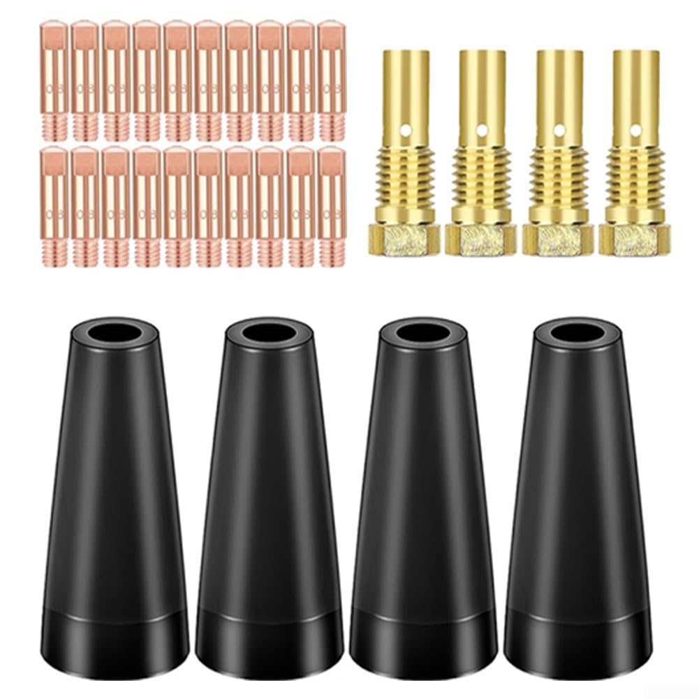 Kit di punte per ugelli senza gas per torcia di saldatura AK14 MB14, 28 pezzi, inclusi 4 ugelli e 20 punte di contatto per risultati ottimali