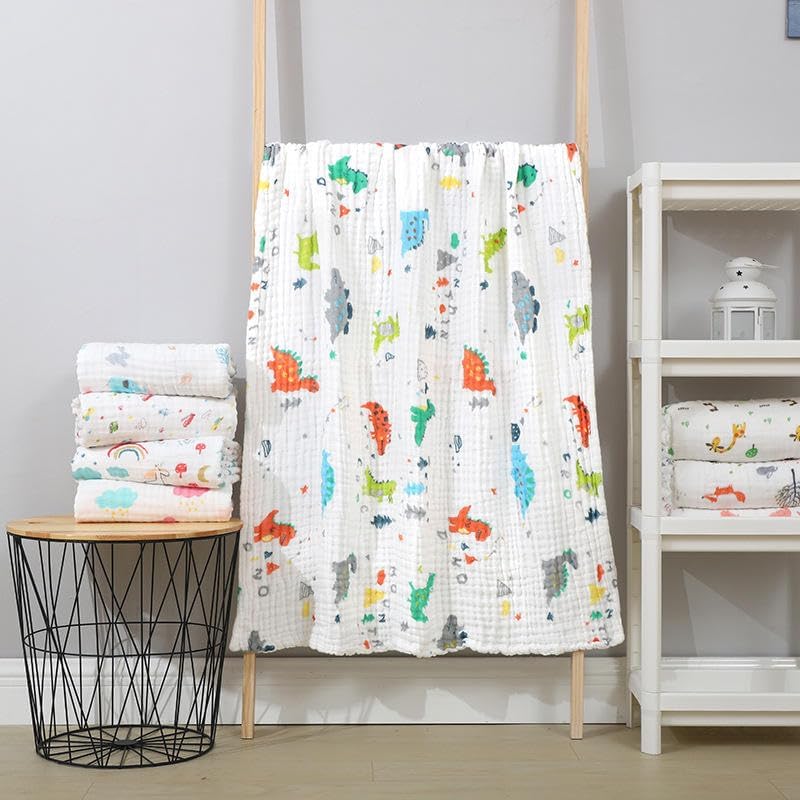 Image of Muslin Bath Towels 100% Muslin Cotton 50 x 100 cm Extra Soft and Absorbent Baby Muslin Towels for Boys Girls (Pack of 2)