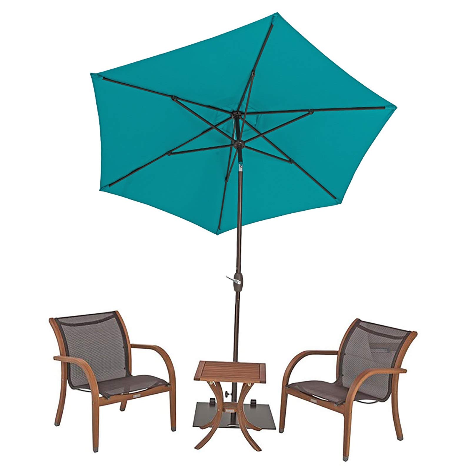 HYDT 9ft Garden Patio Parasol Umbrella, Outdoor Market Table Umbrella, Portable Sun Shade Umbrella with Push Button Tilt and Crank, No Base