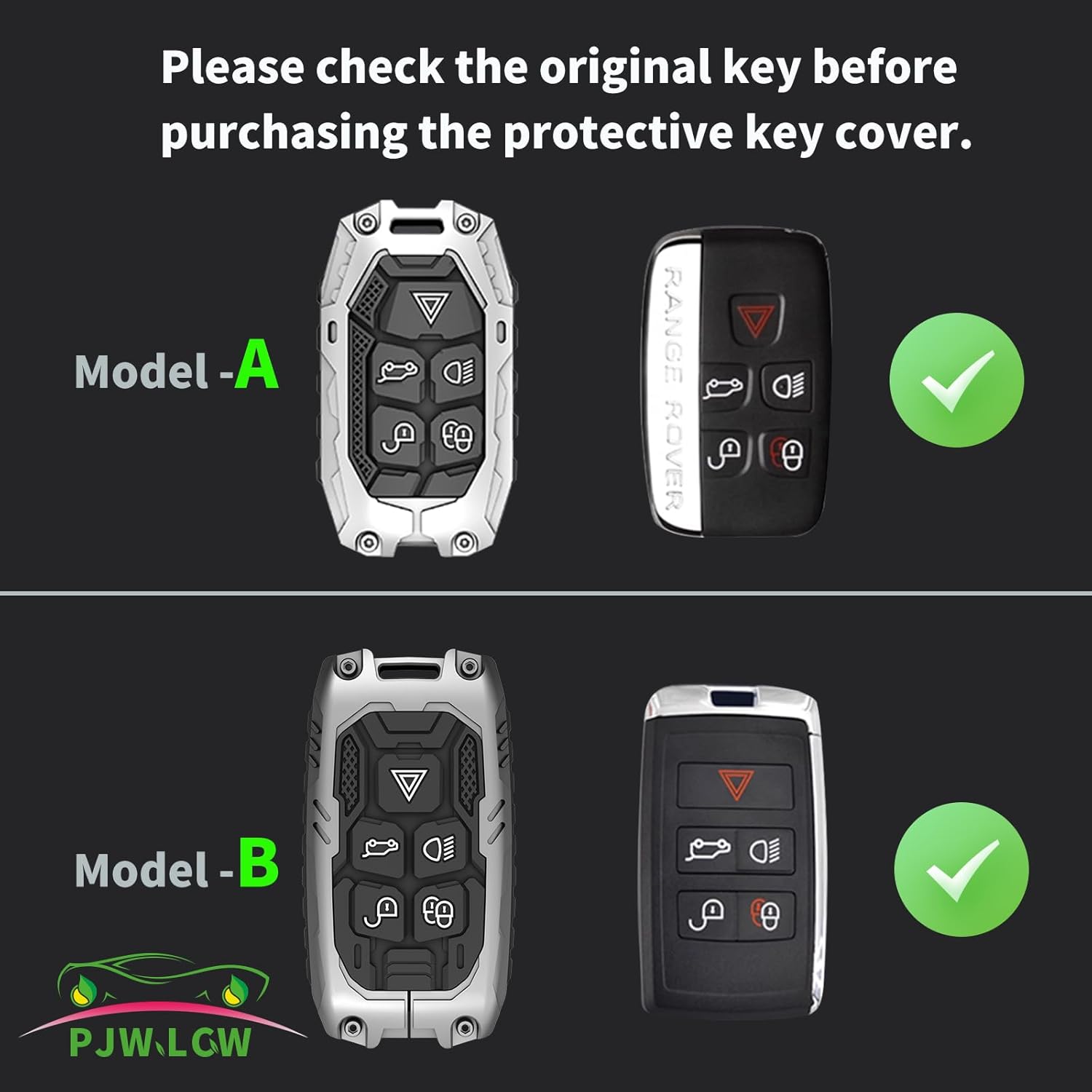 Heavy Metal Key Fob Cover Protector, Compatible with Lason Aurora Velar Sport Exploration Freedom 2 LR 4 Land Rover Sport and Jaguar XF XE XJ F-PACE F-Type Keychain Accessories - Image 2