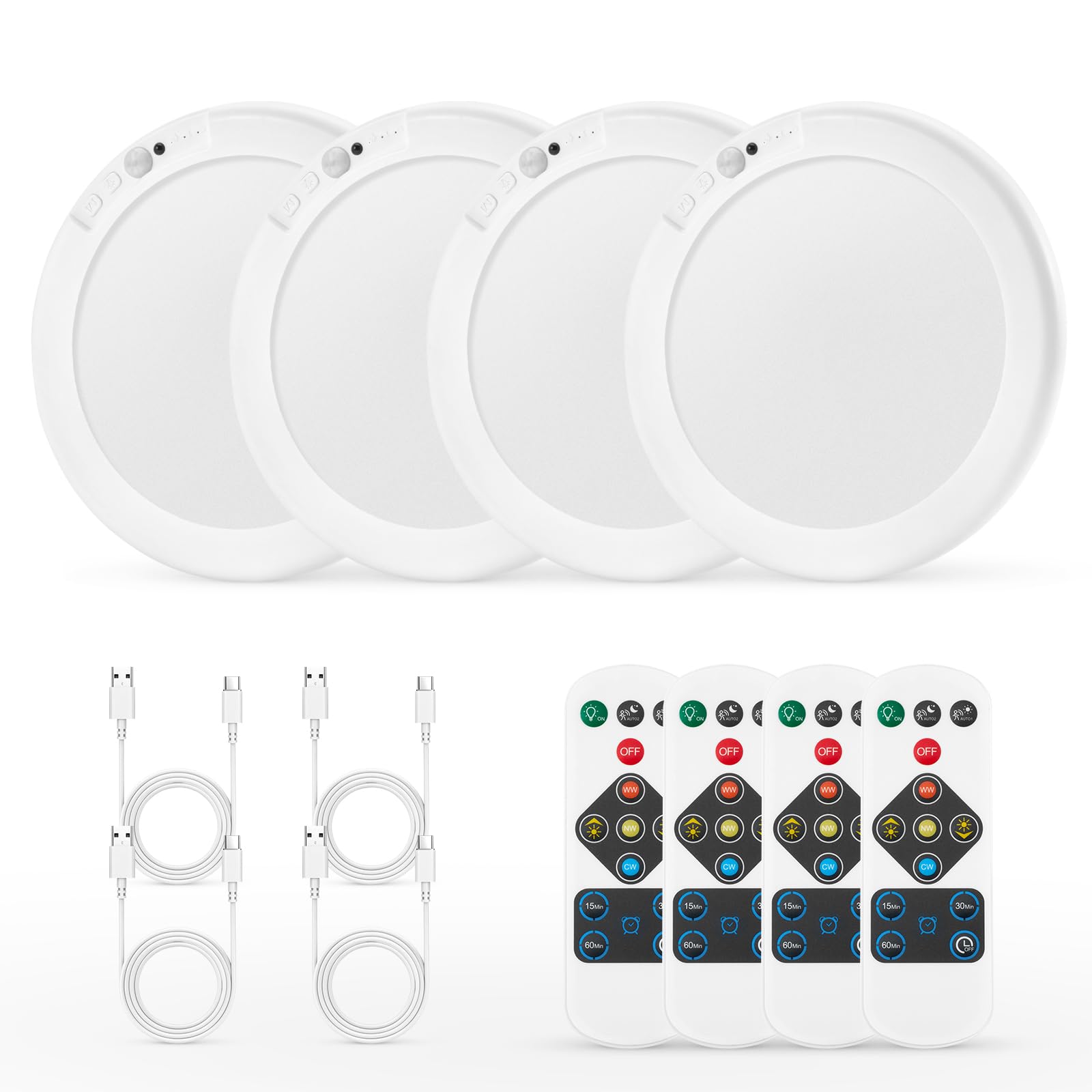 BOJIM Akku Deckenleuchte Bewegungsmelder für Innen Badezimmer IP44 Licht Batterie Deckenlampe Garage Flur, LED USB Aufladbare Ohne Stromanschluss Bohren Batteriebetriebene Kellerlampe Fernbedienung