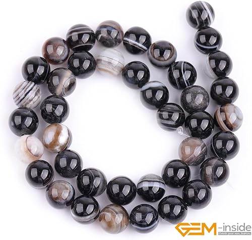 Miniatura 591 de GEM-Inside - Cuentas sueltas de piedra de lava negra natural de 0.315 in para hacer joyas, 15 pulgadas Cordierita de grado A