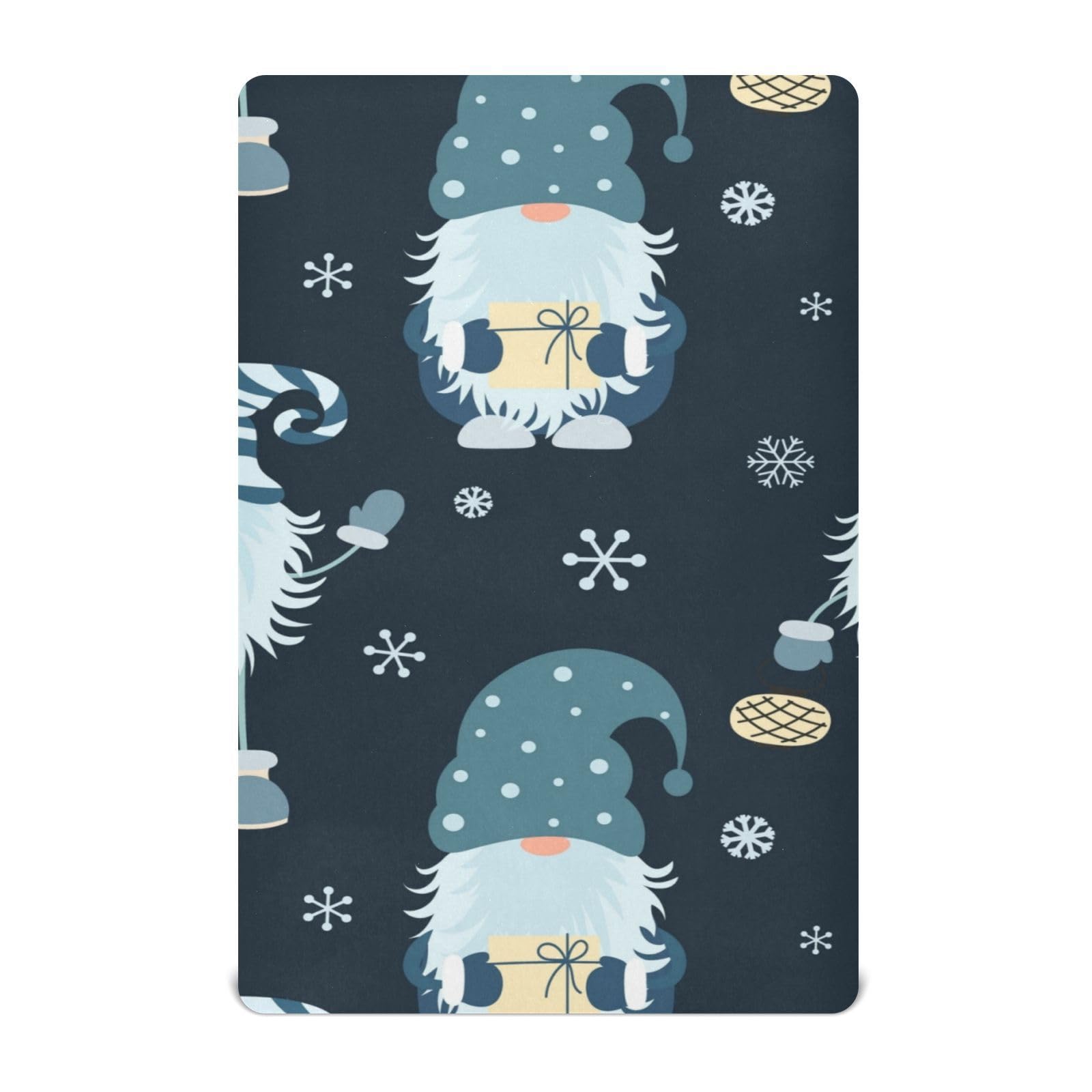 Moudou Christmas Gnome Playard Sheet for Boy Girls, Soft Breathable Fitted Toddler Sheet for Standard Playard Bed Mattress, 39 x 27 x 5 Inch