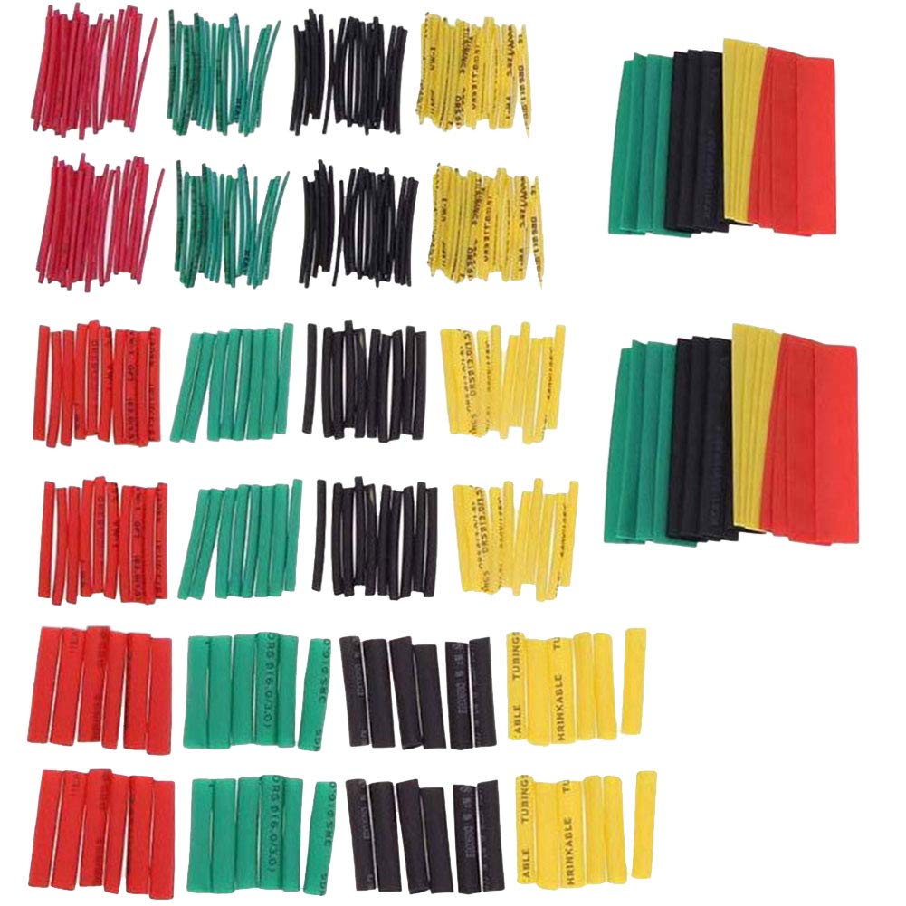 Heat Shrink Tubing 2:1, 328 pcs Insulation Protection Flame Retardan Heat Shrink Wrap Cable Sleeve, 4 Colors 8 Sizes