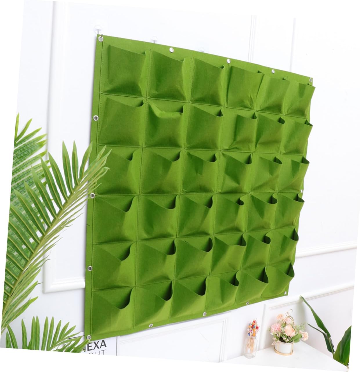 Vertical Hanging Planting Bag Felt Planter for Indoor Outdoor Garden Balcony Nursery Container for Vegetables Succulents Flowers Space-Saving Wall Grow Bag Green
