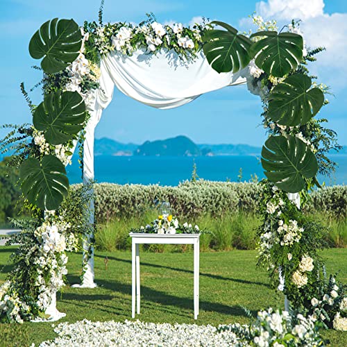 Attmu 48 Pcs 14" Large Artificial Palm Leaves, Fake Monstera Leaves, Tropical Leaves For Safari Birthday Wedding, Jungle Luau Hawaiian Party Table Decorations #TOP4