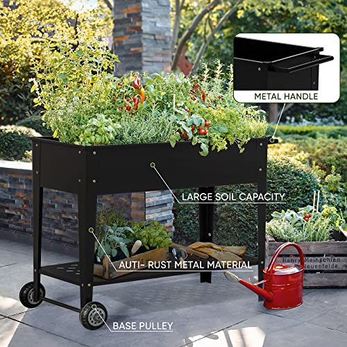 Rankok Raised Garden Bed With The Drainage Hole Outdoor Moveable Elevated Planter Box On Wheels For Flowers, Vegetables, Herbs Potted Plants #TOP2