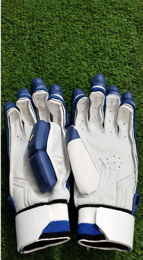 Finger Cut Cricket Batting Gloves with Pittard Leather Palm | Labelon Protection, Lightweight & Breathable, Right/Left Hand, Blue & Gold, Professional Match-image-18