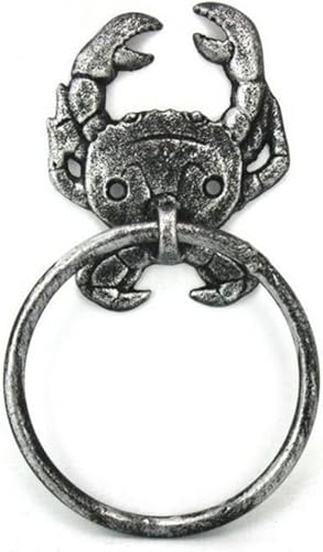 Miniatura 204 de Toallero de hierro fundido de plata antigua de 8.5 pulgadas - Decoración de conchas marinas - Decoración del hogar del mar Plata,Hierro fundido,Azul