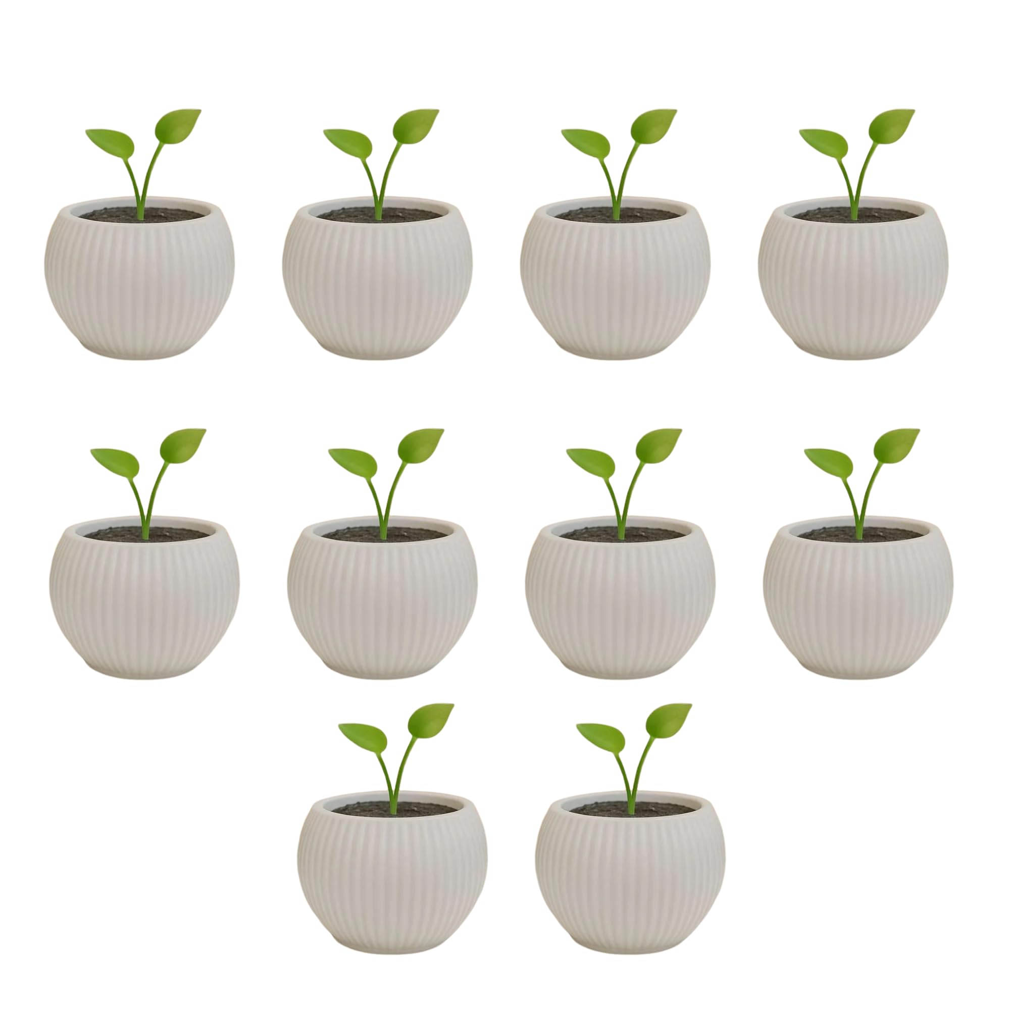 Pumpkin Pots | Decorative Round Plastic Planter | UV-Protected | for Indoor Outdoor Balcony Garden Tabletop Plant Display | Flower Herb Plant Container - (White, Set of 10 (7 inch))-image-46