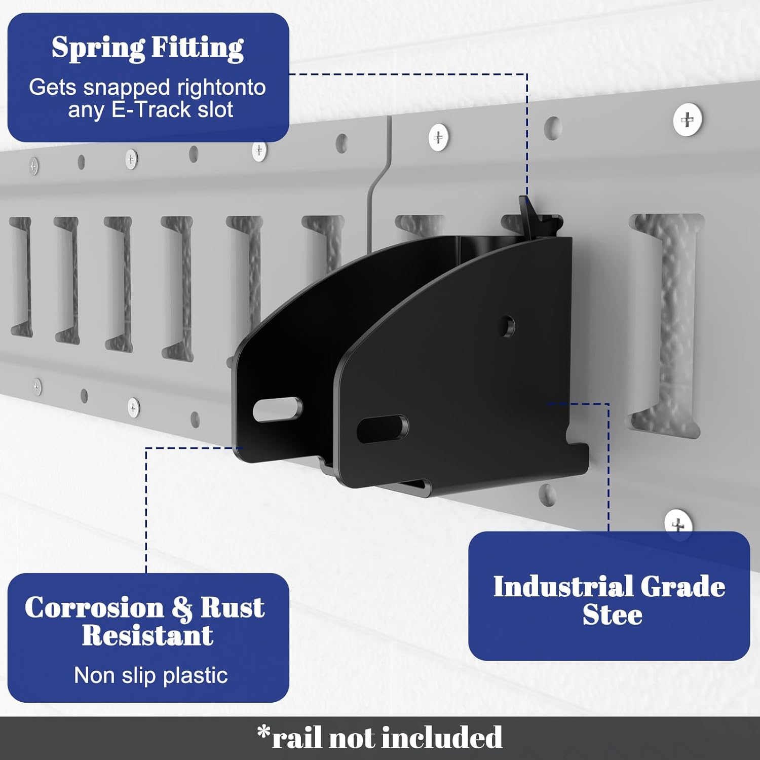 10 Pack E Track Wood Beam End Socket, E Track Shelf Brackets Accessories Fit for 2x4 2x6 in Enclosed Trailers, Storage Lumber Bracket Tie-Down Systems, Shelf Brackets Black