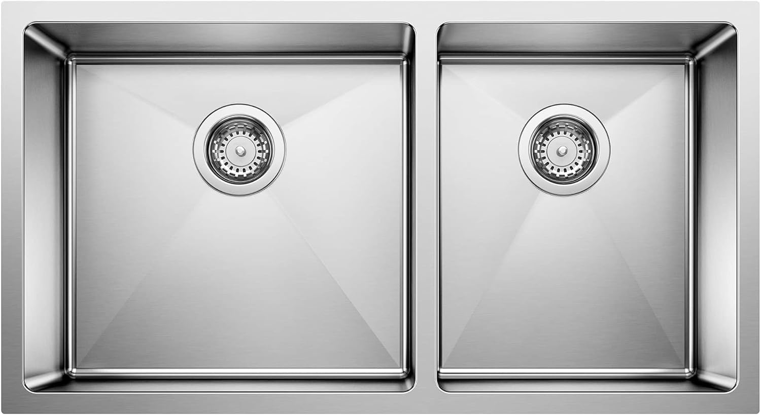 Blanco 443150 Quatrus R15 60/40 Double Bowl Undermount Kitchen Sink 32.91" L X 18" W, Stainless Steel