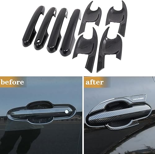 Miniatura 2 de LEXLEY 8 piezas de cubierta de manija de puerta estilo fibra de carbono, accesorios exteriores compatibles con Toyota 2020 2021 2022 2023 Highlander