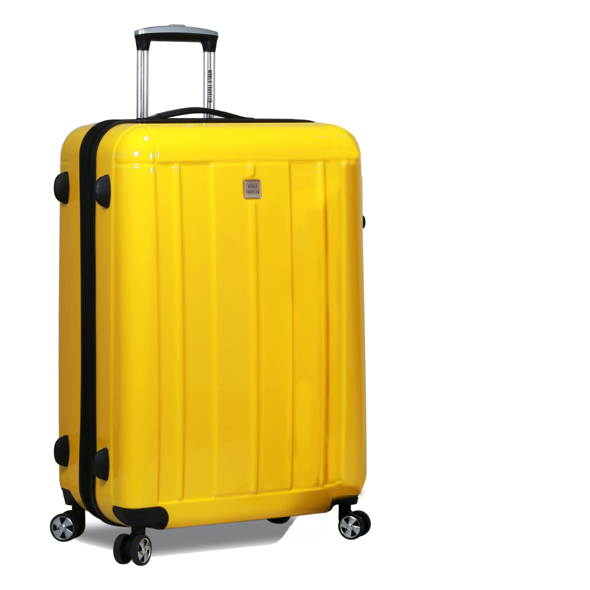 World Traveler Contour 28-Inch Polycarbonate Hardside Expandable Spinner Checked Luggage with TSA Lock - Yellow