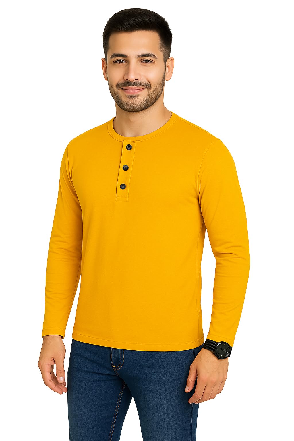 tfurnish Men’s Long Sleeve Henley T-Shirt with Button Placket | Soft & Comfortable Casual Wear-picture-22