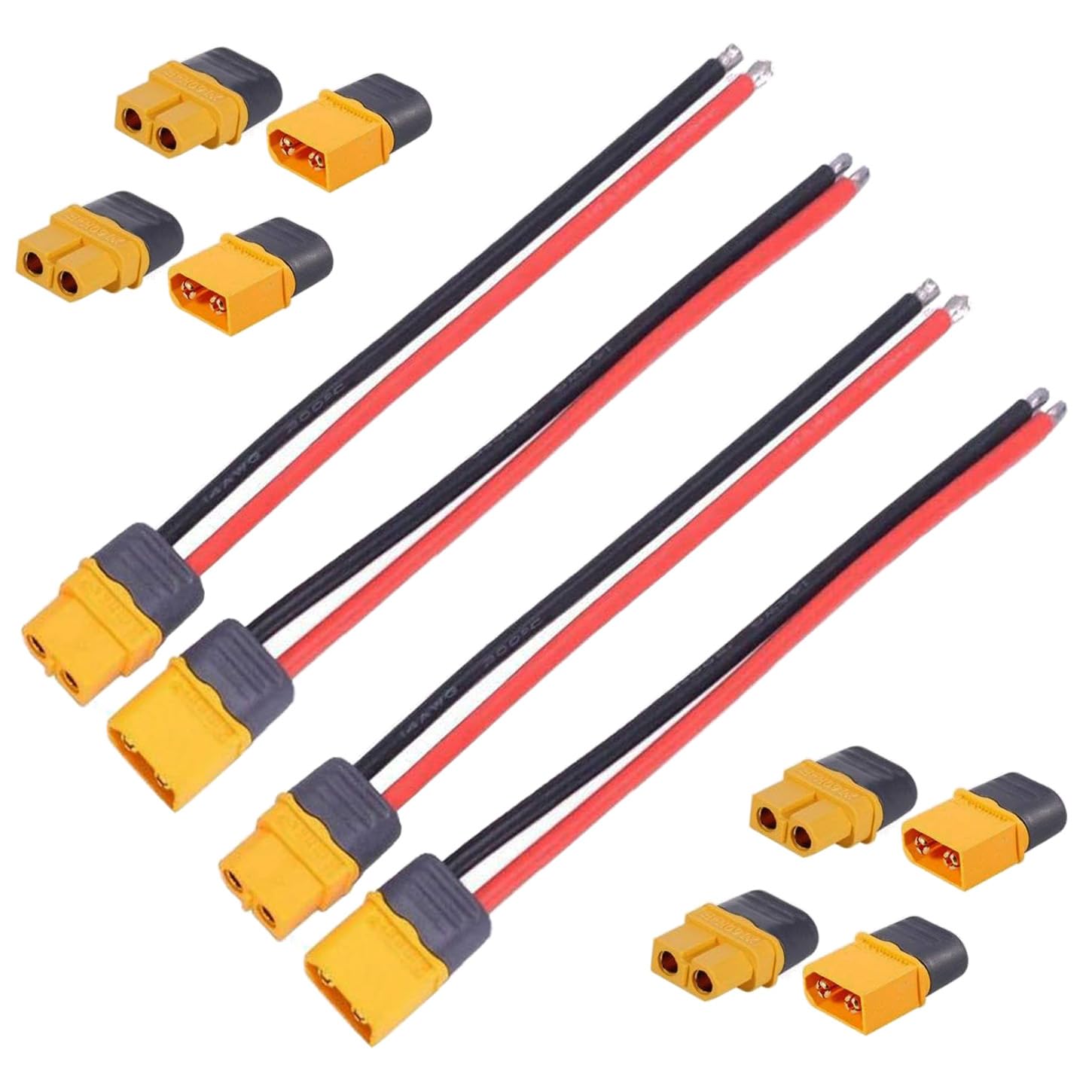 GTIWUNG 2 Pares XT90 Conectores de Batería, XT90 Enchufe Hembra Macho del Enchufe de con el Alambre del Silicio de 15cm 10AWG para el Drone de FPV de la batería de RC Lipo — view 5