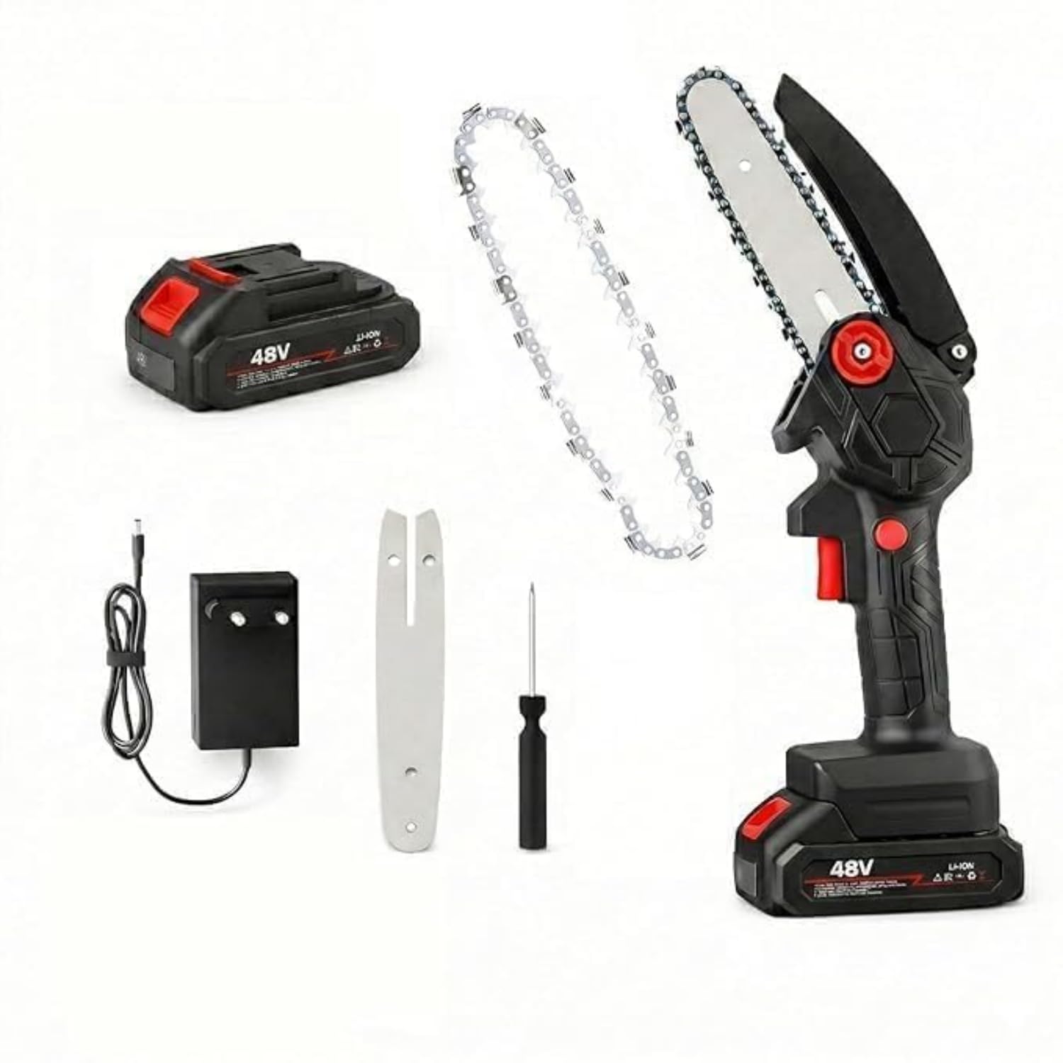 48V Mini Cordless Chainsaw with Battery 6 Inch | Electric Chain Saw Portable Handheld Battery Powered Wood Cutter for Tree Branch Cutting Pruning Gardening and DIY-picture-12