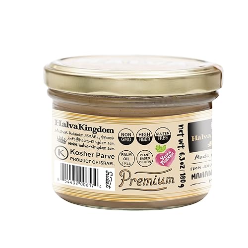 Miniatura 2 de Halva Kingdom Open Sesame Halva - Postre vegano  Ingredientes saludables, sin gluten, certificado Kosher, semillas de sésamo puro, tarro (sabor a