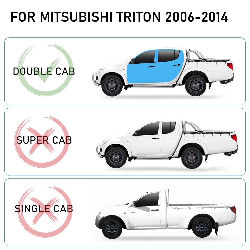 Deflectores de viento para Mitsubishi L200 Triton 2006 – 2014 MK6 MK7 de doble cabina externa, 4 unidades