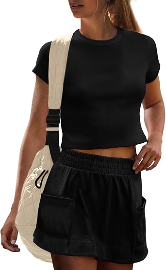 UNIANKIYA Summer Two Piece Skirt Set for Women Running Matching Workout Set Athletic Skort Sets Women 2 Piece Outfits 2026