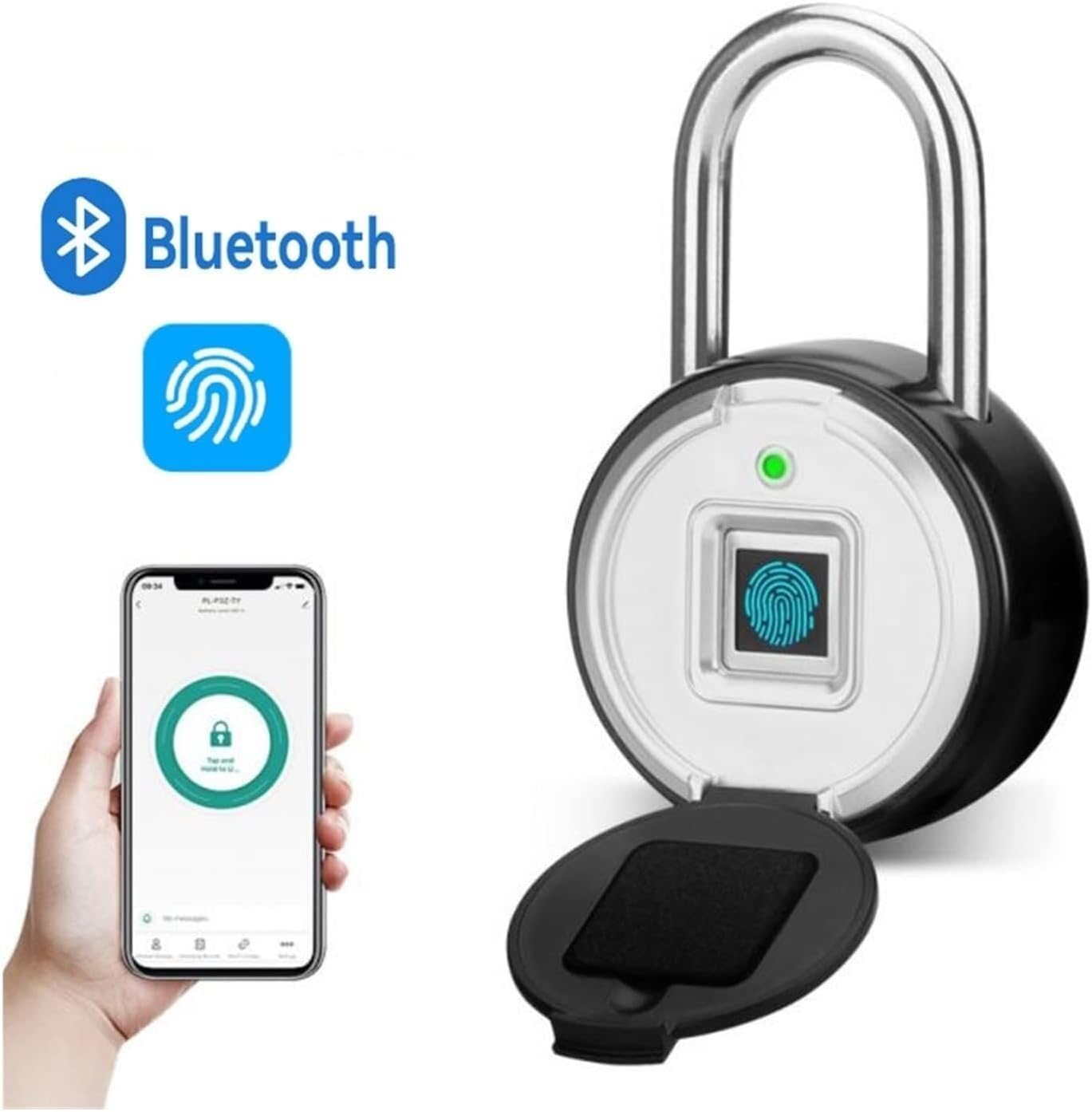 Candado inteligente con huella dactilar, Candado biométrico de huellas dactilares Smart Lock APP desbloqueo remoto for cajón gabinete
