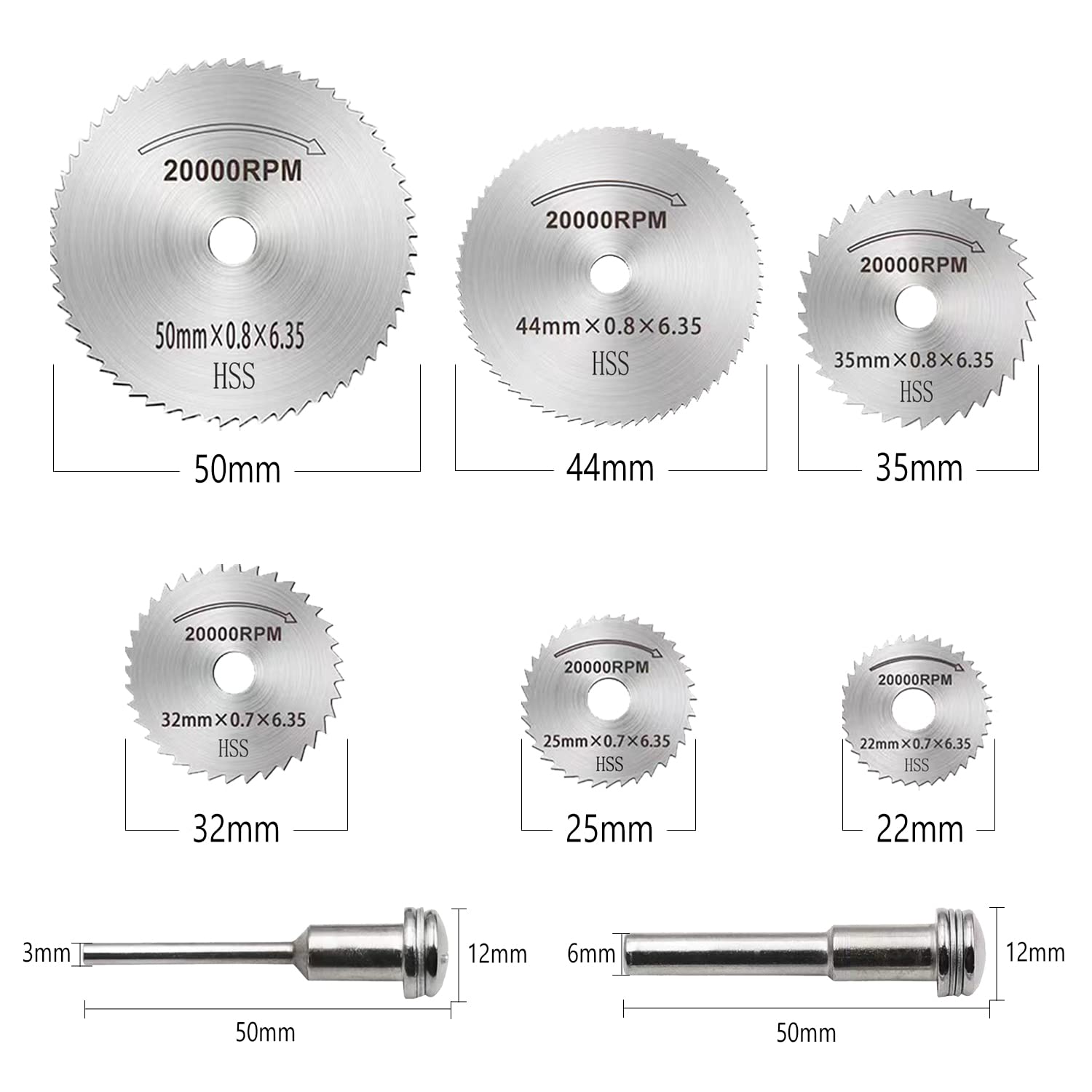 Dischi da Taglio, ZFYQ Set di 8 pezzi HSS Seghe Circolari Lame, Rotanti Lame per Legno, Prodotti in Plastica, Leghe di Alluminio, Metalli Dolci