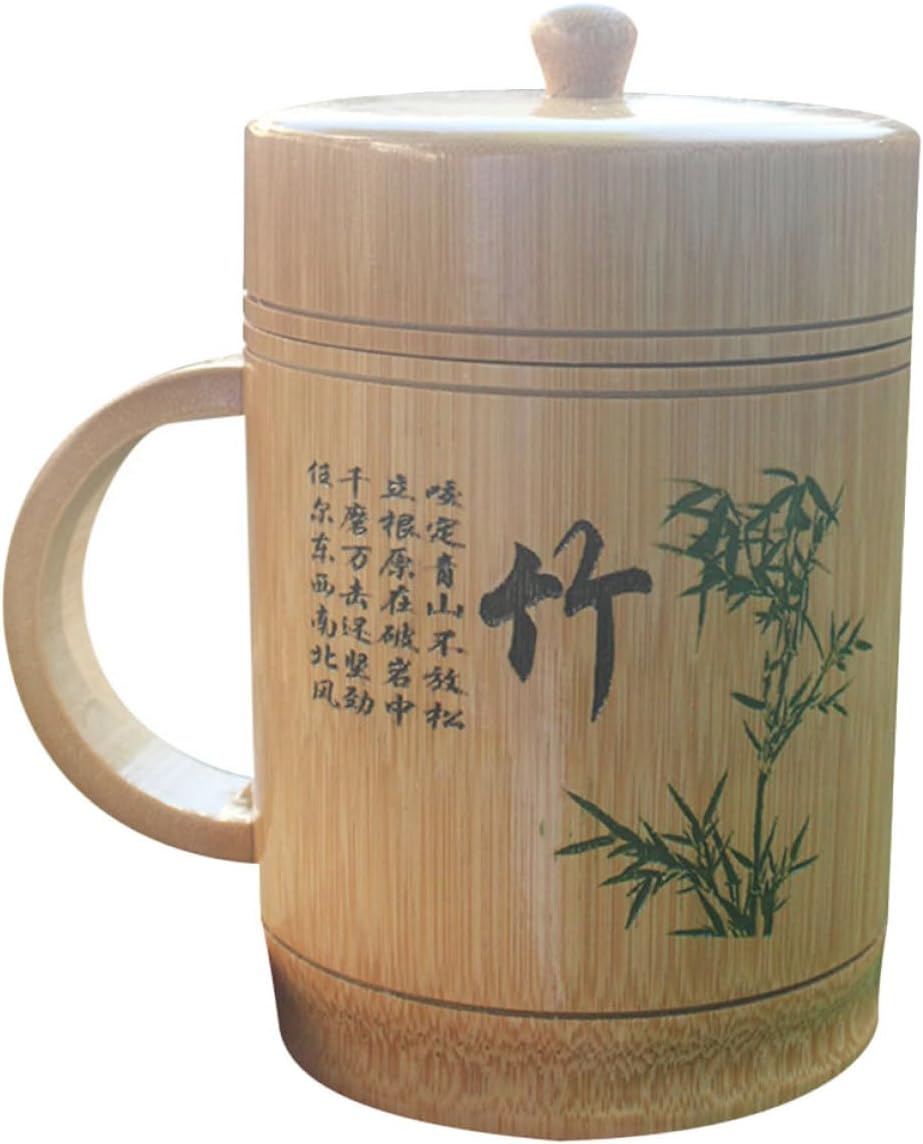 TIDTALEO Bamboo Tea Cup round Brown Lightweight Portable Multipurpose