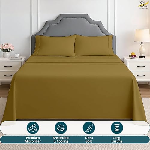 Miniatura 10 de Juego de sábanas de microfibra para caravana, litera matrimonial de 48 x 75 34, color salvia sólida, sábanas para campistas, caravanas y remolques