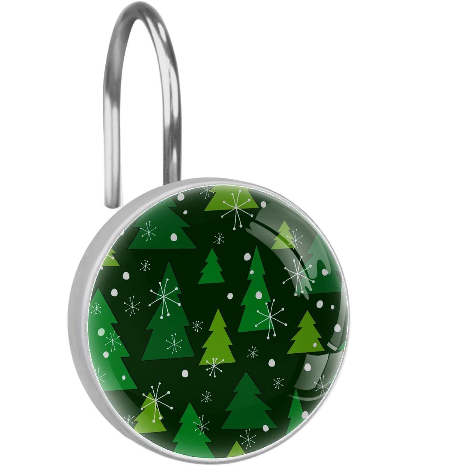 Doublure de rideau de douche préservée avec 12 anneaux de douche de Noël antirouille
