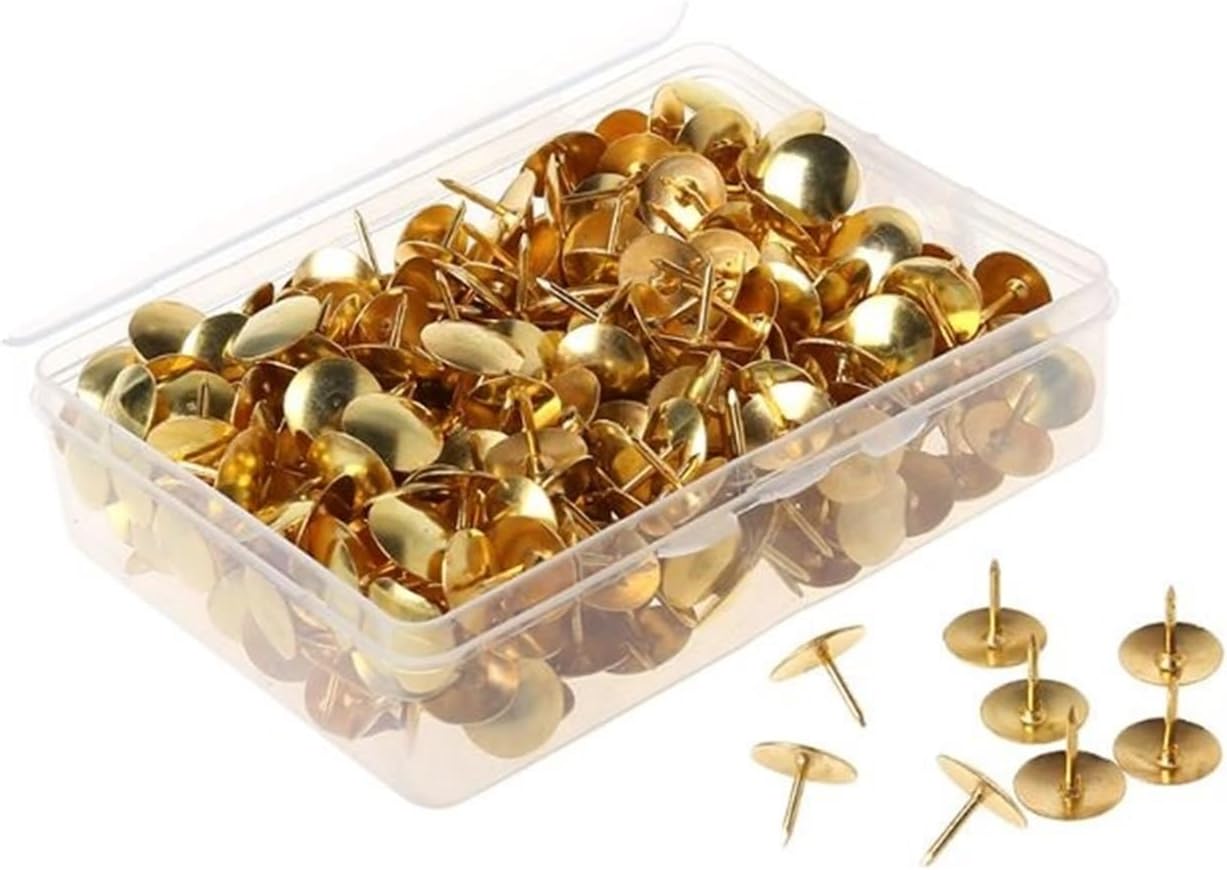 Upholstery Tacks 1000pcs/set Metal Thumbtack Drawing Pins Pushpin Cork Board Photo Wall Map Markers for School Office Supplies for Fabric Securing(Rose Gold)