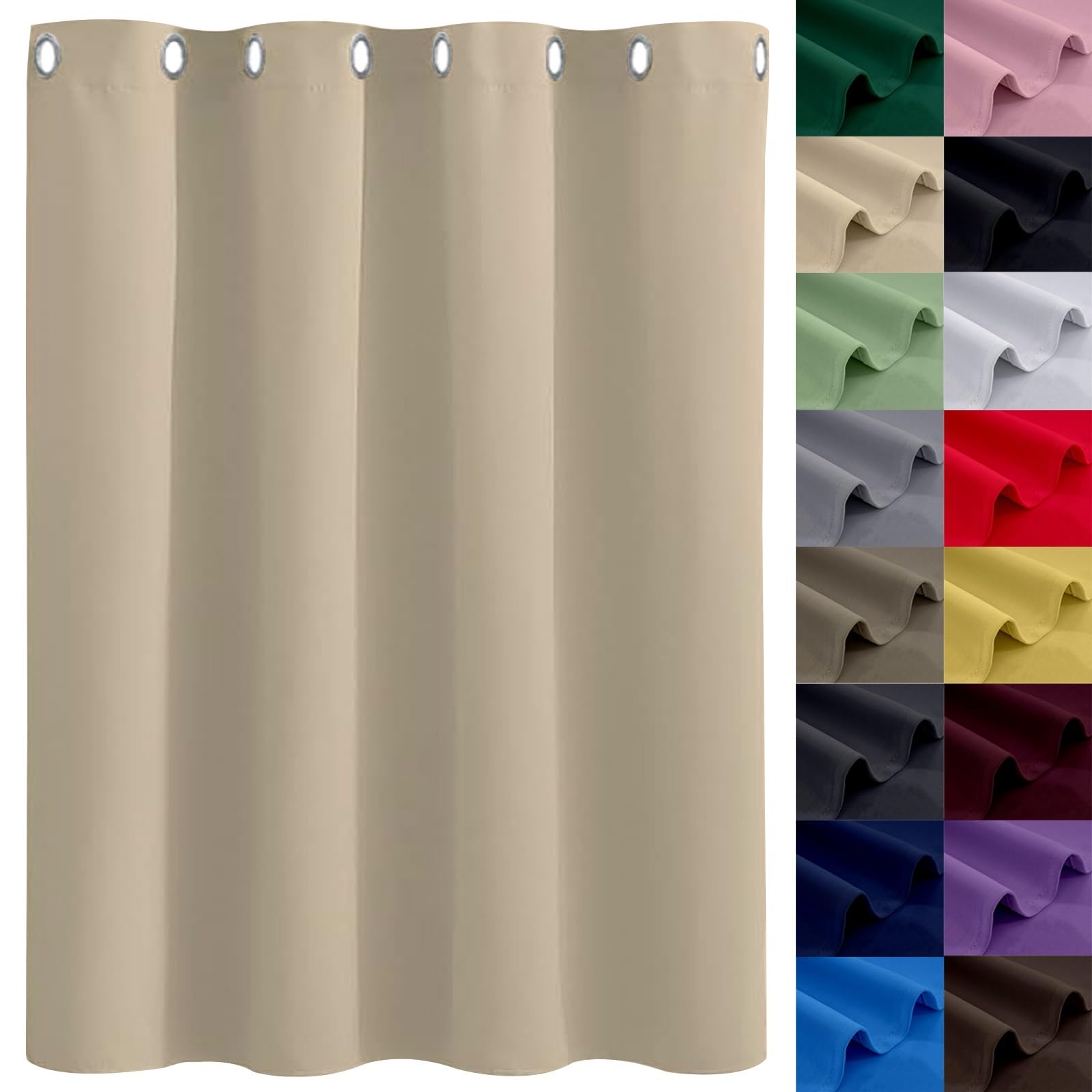 GAIFNAG Curtains for Bedroom Blackout 140 x 200 cm Thermal Insulated Solid Eyelet Curtains, Facile da Installare Pencil Pleat Curtains, Bedroom Curtains for Apartment/Hotel Dorm, Khaki