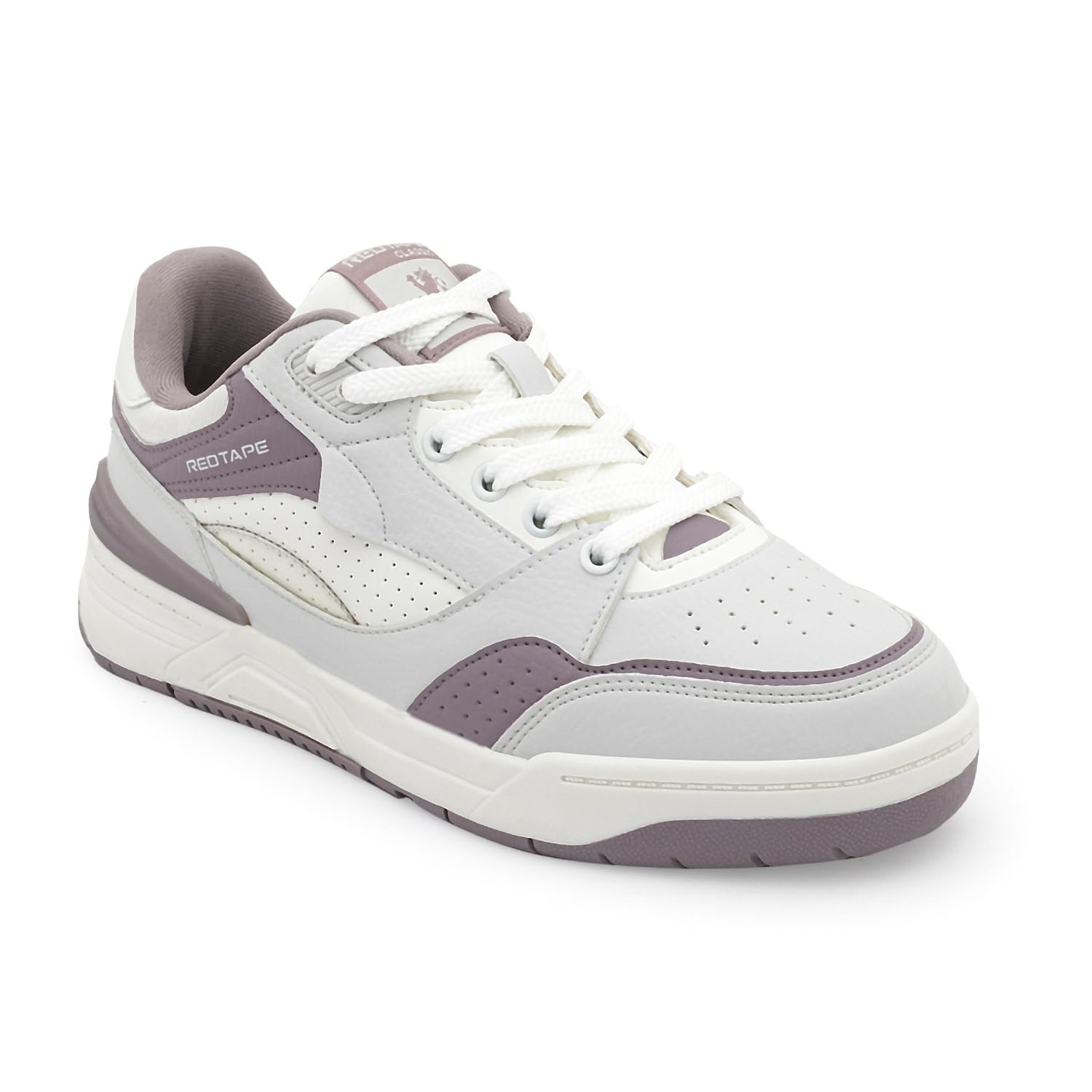 Women's Sneakers White Black Pu Round Toe Lace-Up-image-34