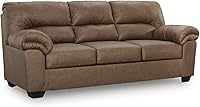 Signature Design by Ashley Walker Point Contemporary Faux Leather Sofa, Light Brown - Removable Cushions, Modern Comfort