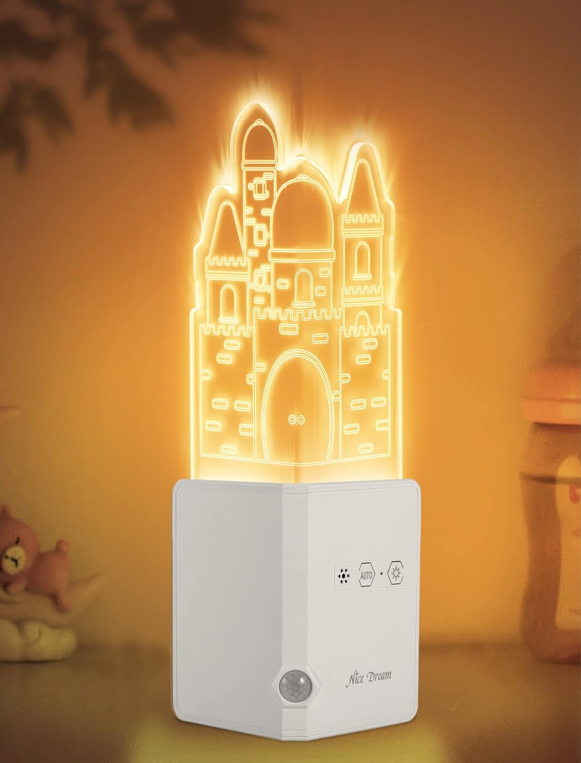 Nice Dream Castle Motion Sensor Night Light for Kids, Battery Operated Night Lights Rechargeable, Motion Activated Night Light for Baby Nursery Bedroom, Bathroom, Stairway, Hallway, Kitchen