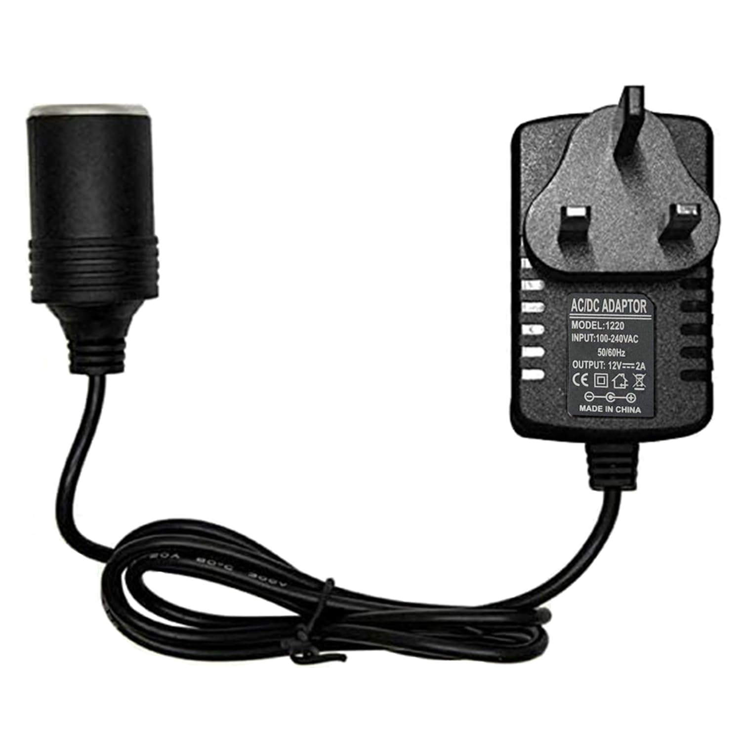 Car Power Inverters, Car Plug Adapter 240V 2A AC Mains to 12V DC Car Converter UK Plug Cigarette Lighter Household Socket Voltage Converter Power Adapter