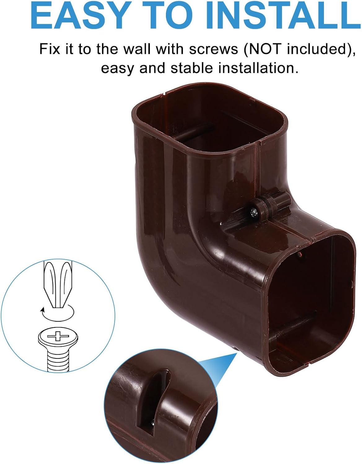 PATIKIL 3" PVC Decorative Line Cover, 2 Pack 90°Flat Elbow Tubing Parts Accessories for Air Conditioner Central AC Heat Pump (Coffee)